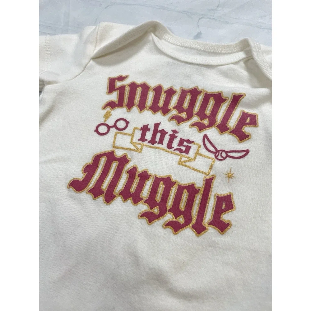 Harry Potter Snuggle This Muggle Baby Ivory Bodysuit  One Piece‎ Sz 3-6 Months